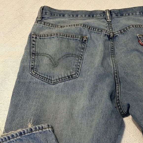 Levis 550 Jeans Mens 36x32 Relaxed Fit Western Cowboy Blue Denim Distressed - Picture 11 of 16